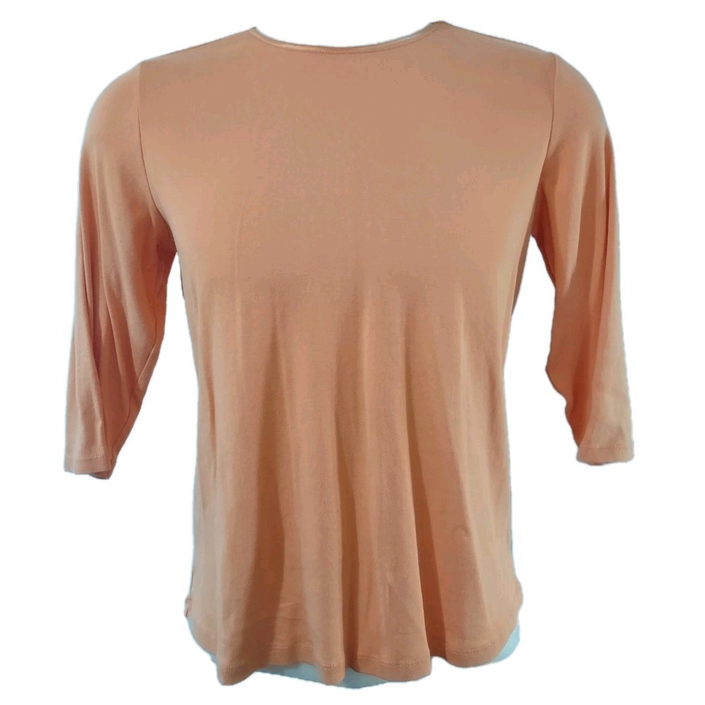 Christopher & Banks Shirt Women's Size XL Pullover 3/4 Sleeve Orange Lightweight